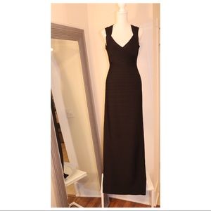 Black Herve Leger Estrella Open-back Bandage Gown